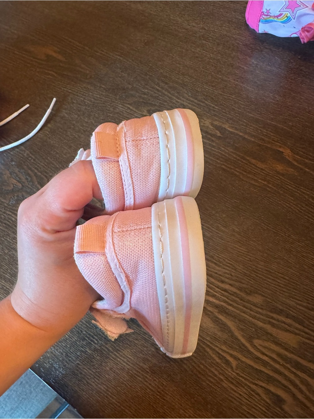 Kids Pink Star Canvas Sneakers with Glitter Straps - Picture 4 of 5
